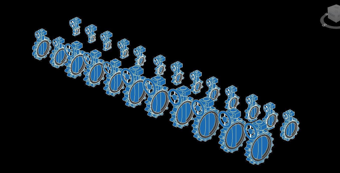 Thư viện Butterfly valve (50 350) in Revit mep REVITTANG EDU